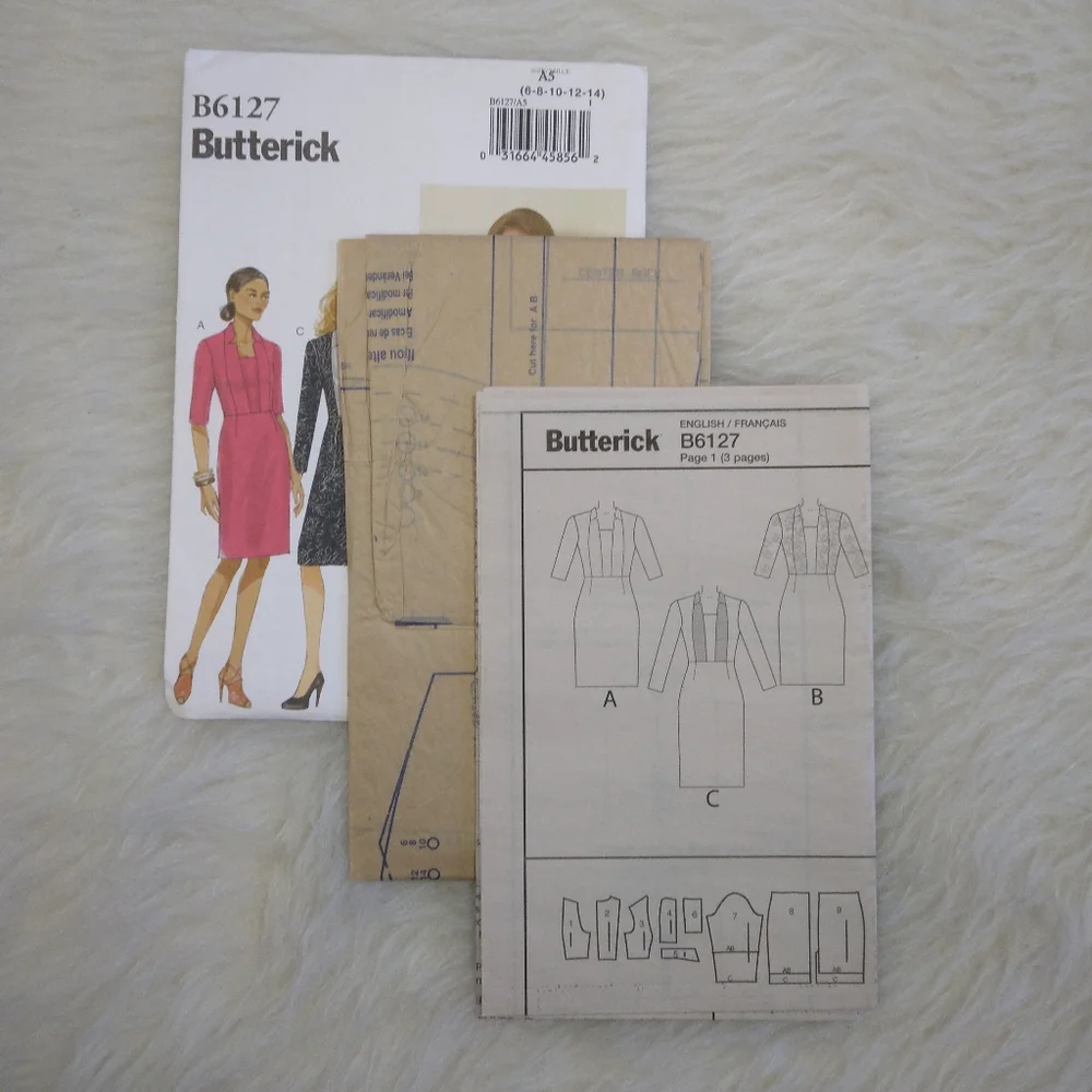 BUTTERICK B6127 SZ 6-14 EASY Misses Semi Fitted Dress In 3 Variations